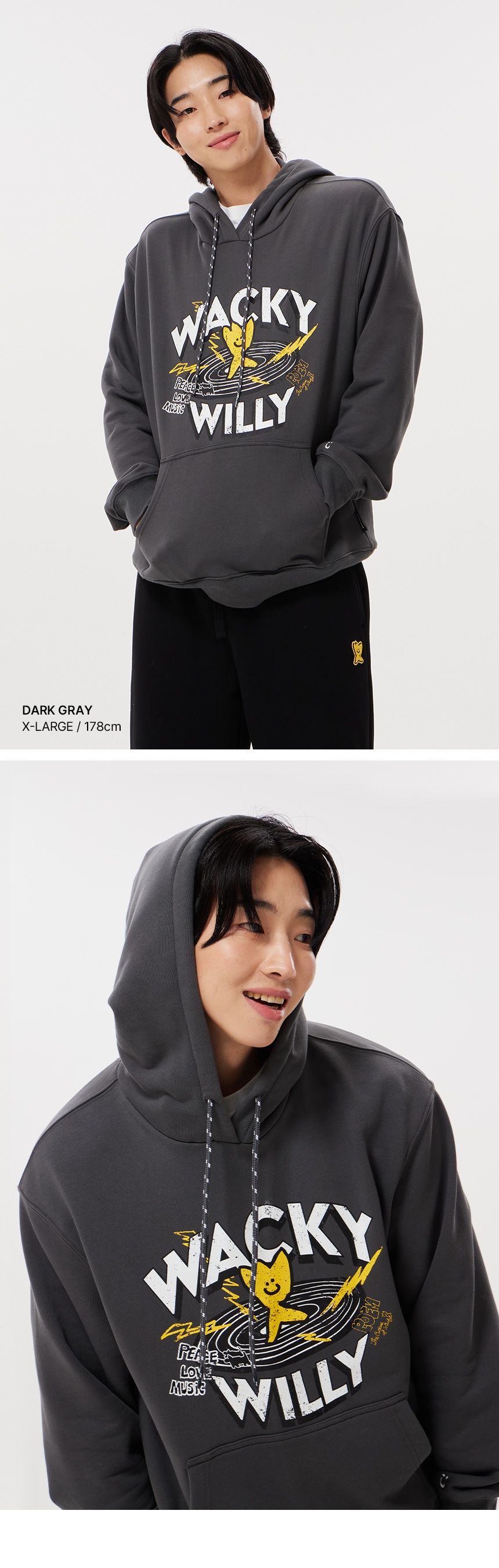 MUSINSA公式 | WACKY WILLY Crack Graphic Hood Navy