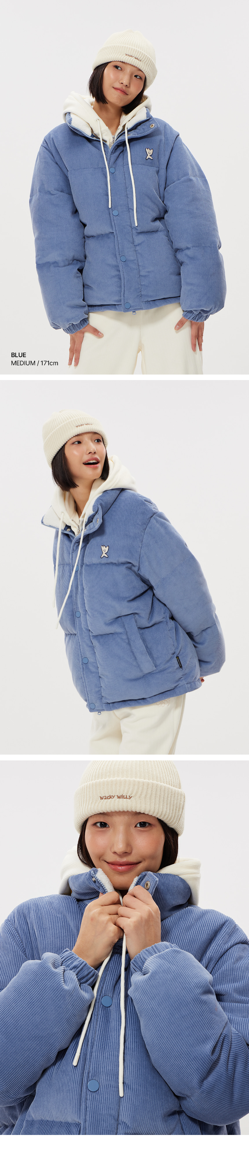 MUSINSA公式 | WACKY WILLY Corduroy down puffer blue MUSINSA公式 | WACKY WILLY Corduroy down puffer blue